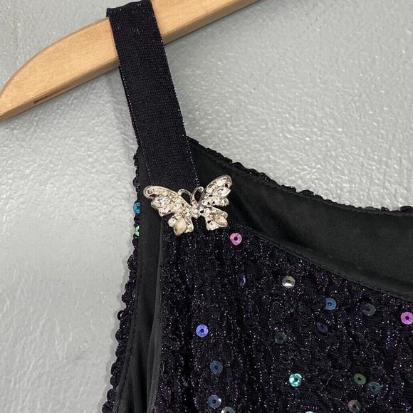 Y2K Betsy & Adam Size 12 Purple Metallic Black Iridescent Fairy Dress Whimsigoth - Picture 4 of 14